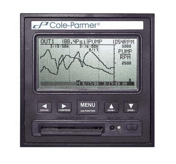 Cole-Parmer 2-Channel Electronic Paperless Recorder with Ethernet, 100-240VAC - Ideal for Lab Data Logging & Industrial Process Monitoring
