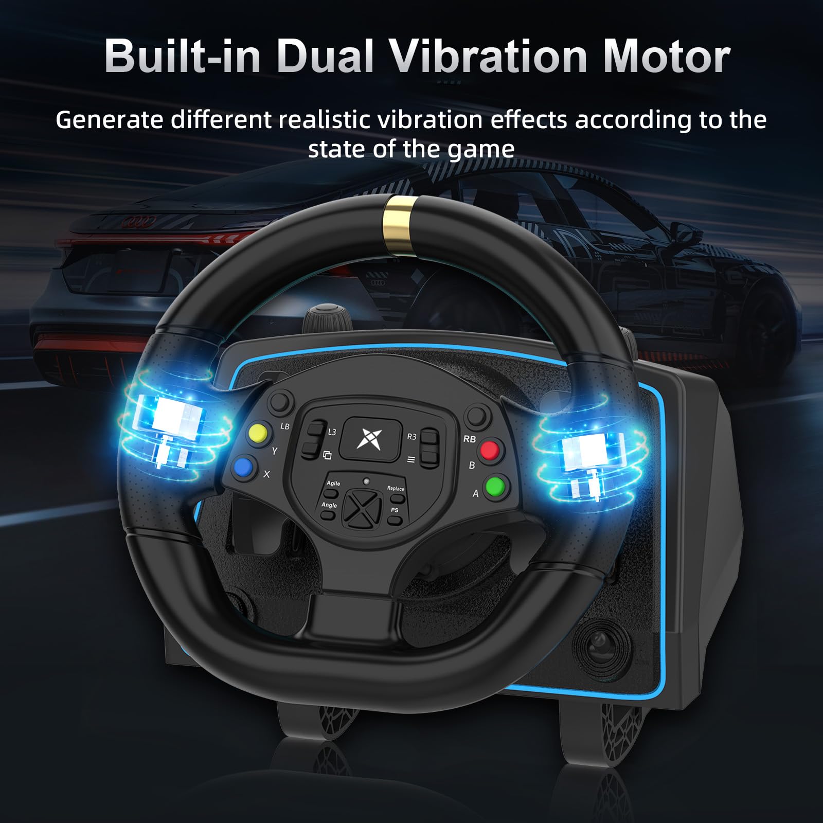 DOYO 1080° Racing Steering Wheel with Pedals & Paddle Shifters - Universal Gaming Wheel for PS4, PS5, Xbox One, Series X/S, PC, Switch & Android - Perfect for Racing Simulators & Gaming Enthusiasts