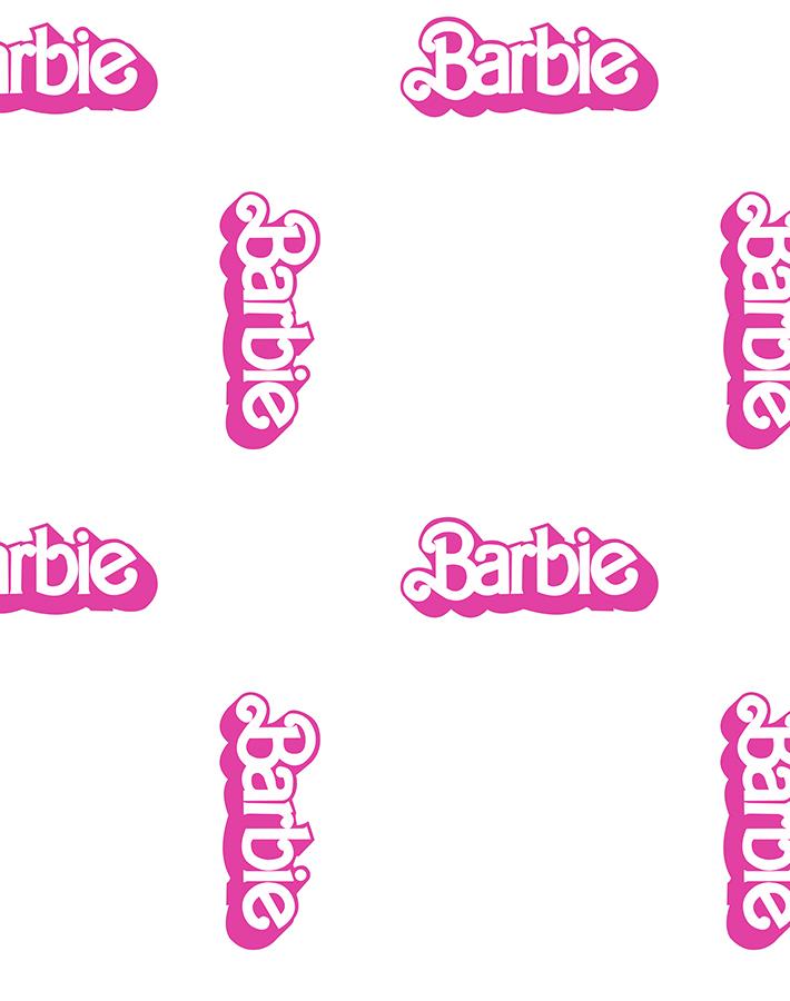 Barbie™ 80s Logo Wallpaper - Retro Pink & White Peel and Stick Wall Decal for Girls Room, Nursery, Playroom Decor | Vintage Barbie™ Brand Wallpaper for Bedroom, Dorm, Kids Room