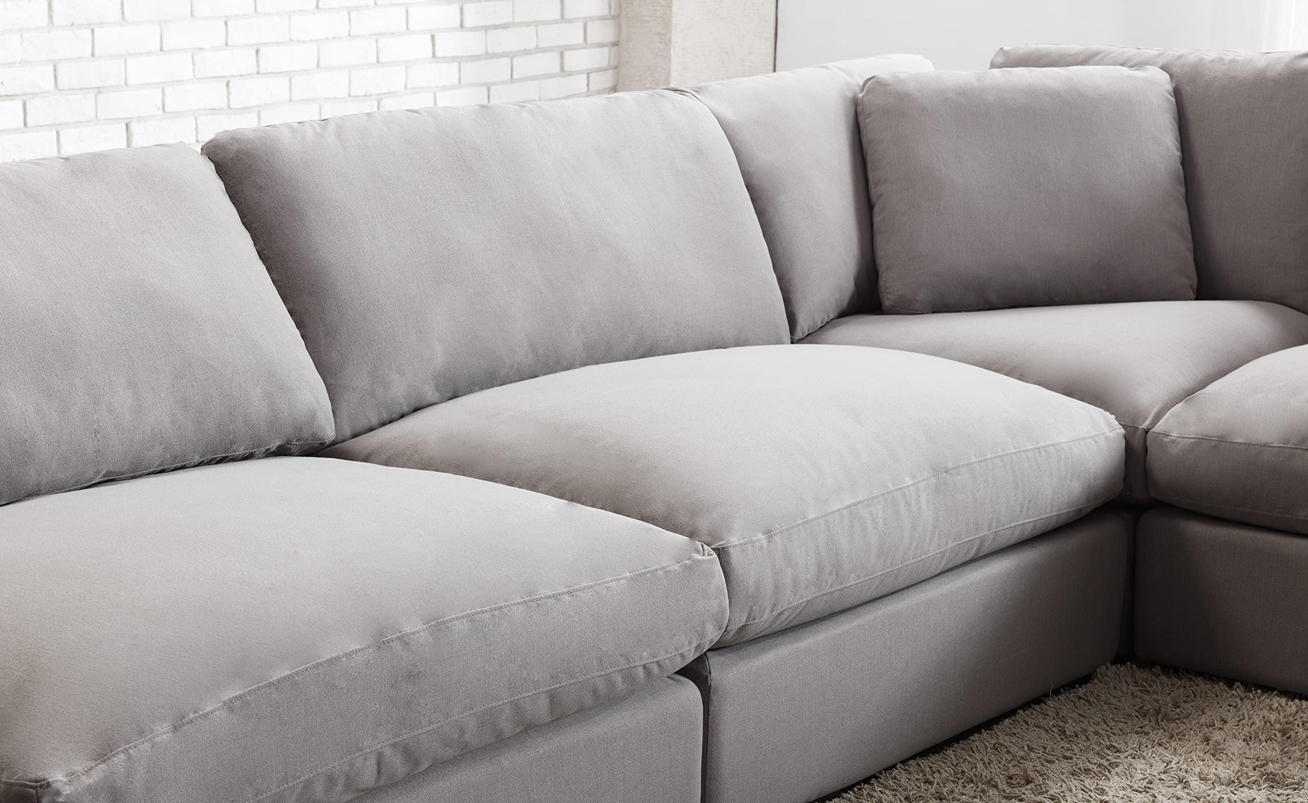 Roundhill Furniture Rivas Contemporary 6-Piece Modular Sectional Sofa with Feather Fill in Graphite - Perfect for Living Room, Family Room and Home Theater Comfort