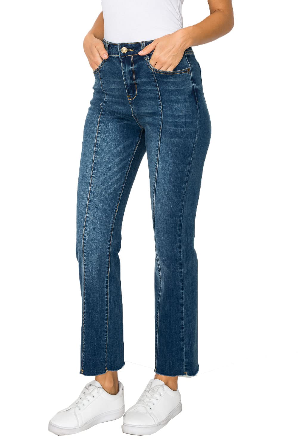 ZAMONG Women's High Waist Stretch Wide Leg Crop Jeans - Comfortable & Trendy for Casual Outfits, Workwear, and Weekend Style