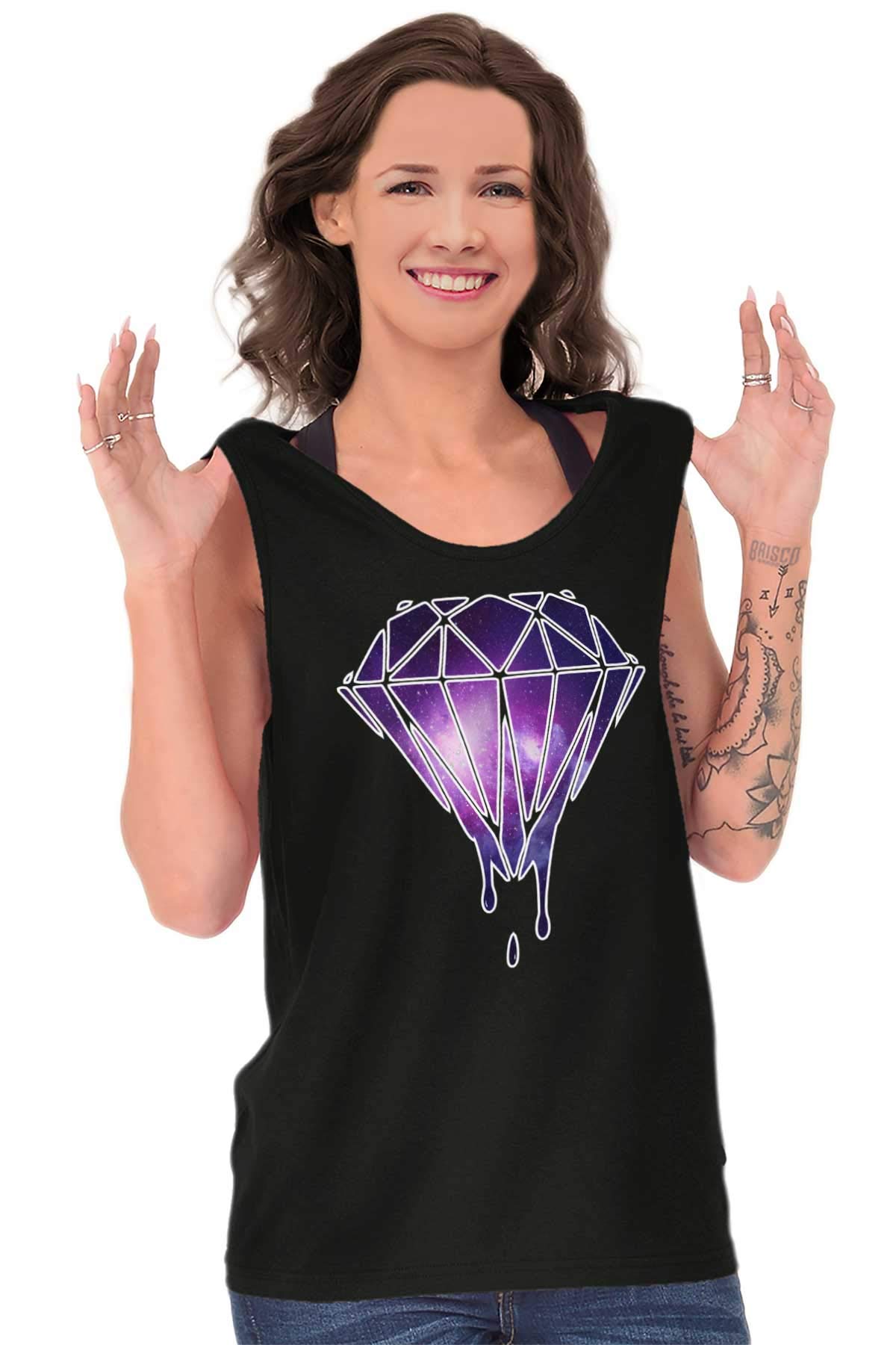 Galaxy Print Melting Diamond Graphic Tank Top for Men & Women - Trendy Space-Themed Casual Tee for Summer Outfits & Streetwear Fashion
