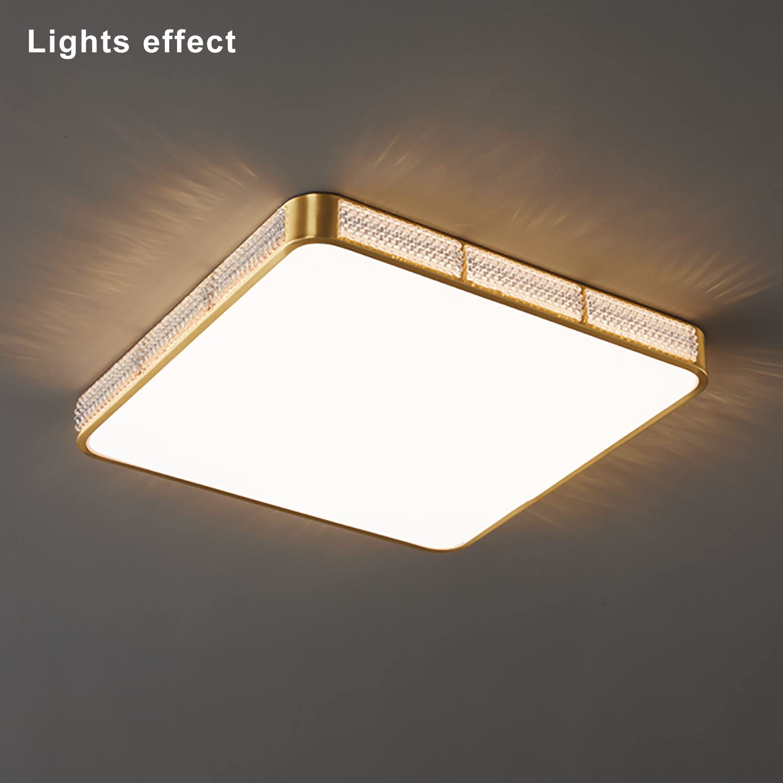 Modern Square LED Ceiling Light - 40x40x5cm Gold Flush Mount Lighting Fixture for Bedroom, Kitchen, Hallway & Living Room | Energy-Efficient Slim Design for Home & Office Spaces