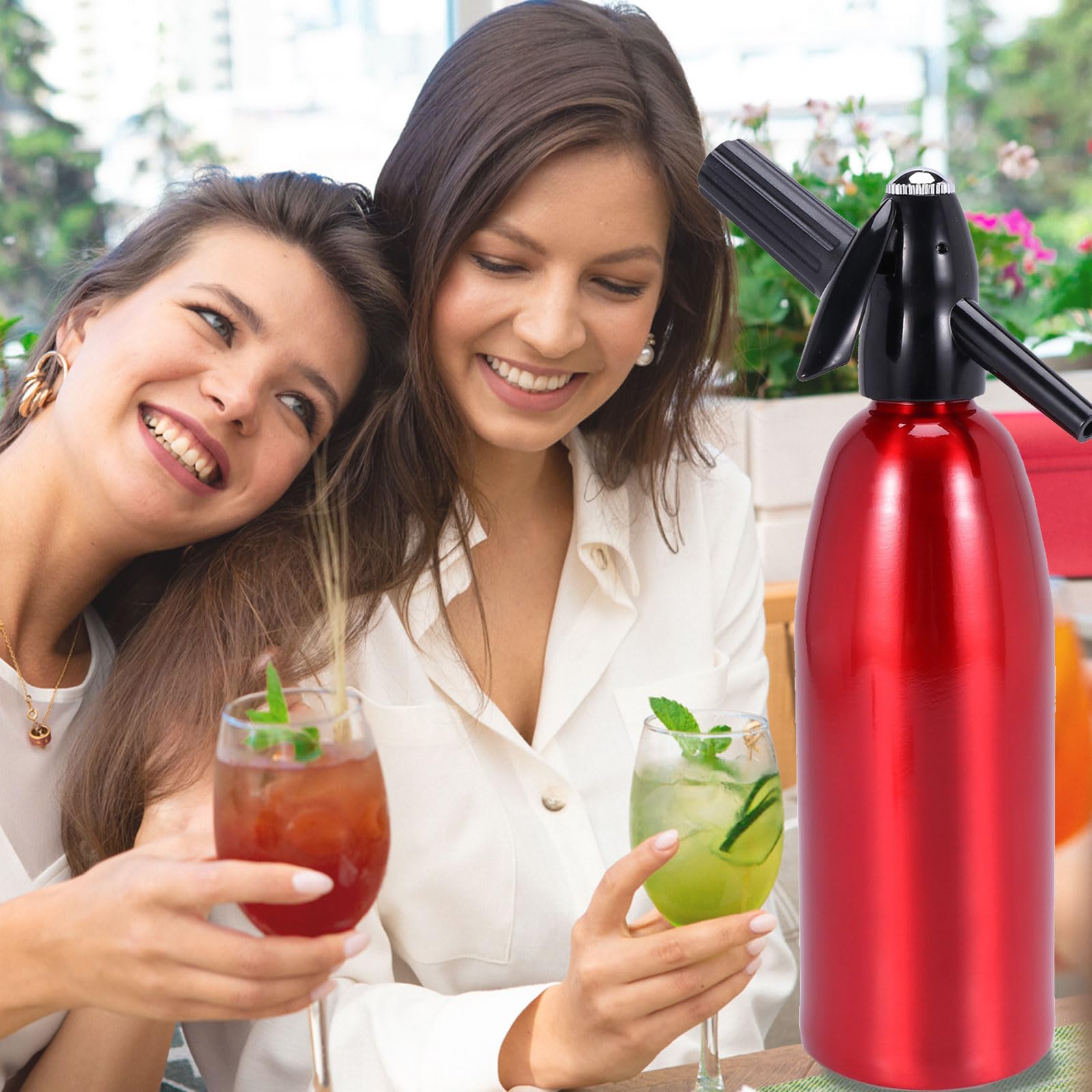 Portable Soda Siphon Sparkling Water Maker Machine - 1L Carbonated Water Dispenser for Homemade Fresh Soda & Fizzy Drinks | Perfect for Home, Office & Parties | CO2 Cylinder Not Included