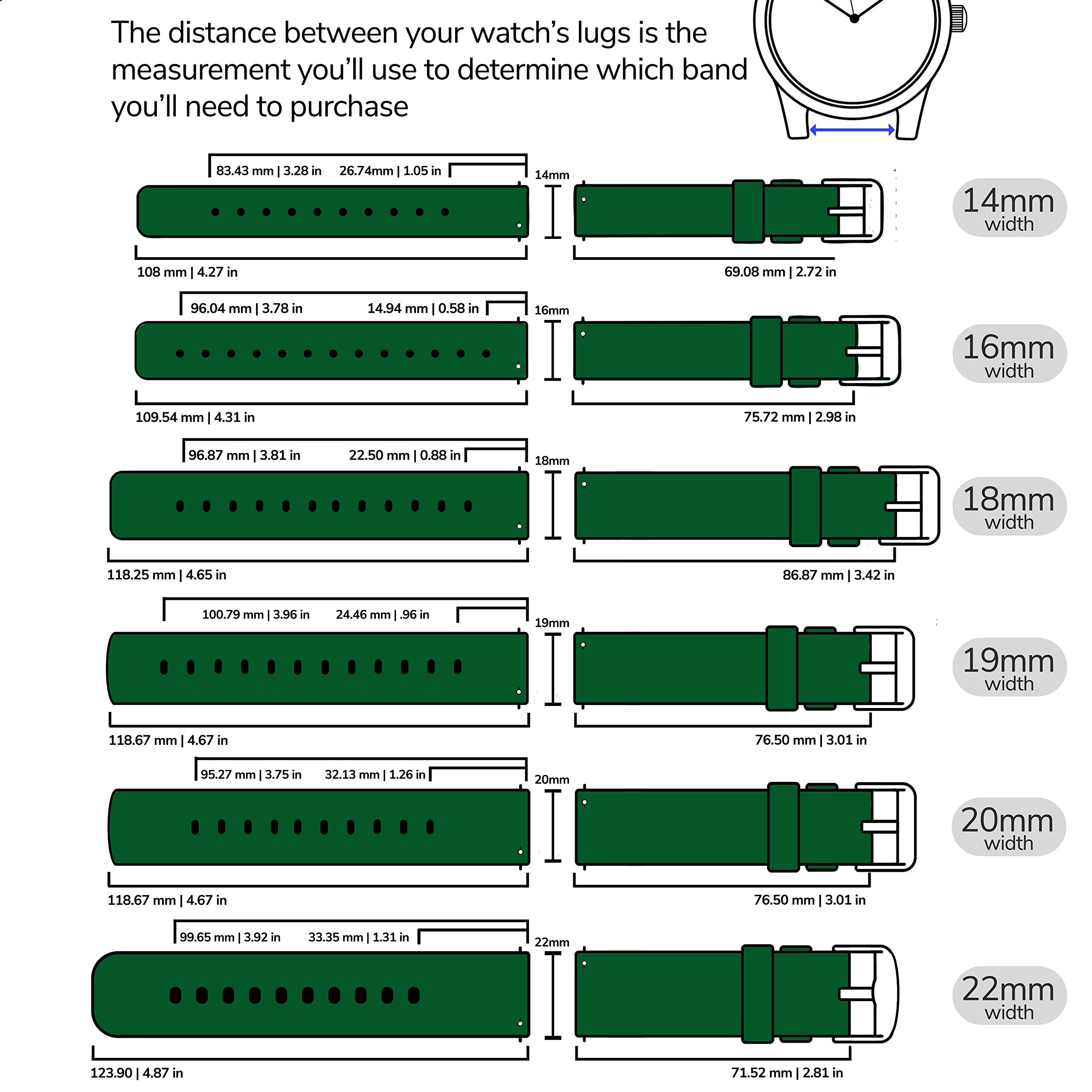Silicone Watch Band for Gizmo & Samsung - Quick Release 20mm Green Strap for Kids & Outdoor Use