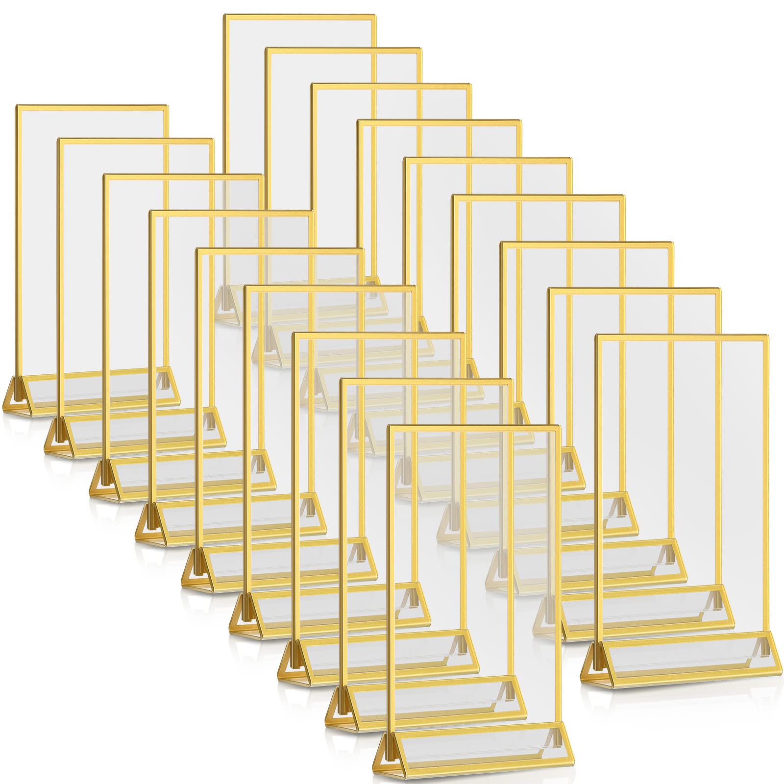 18-Piece Gold Acrylic Table Number Holders - 5x7 Inch Double-Sided Picture Frames for Wedding, Party & Event Decor - Clear Table Sign & Menu Display Stands - Perfect for Receptions, Banquets & Special Occasions