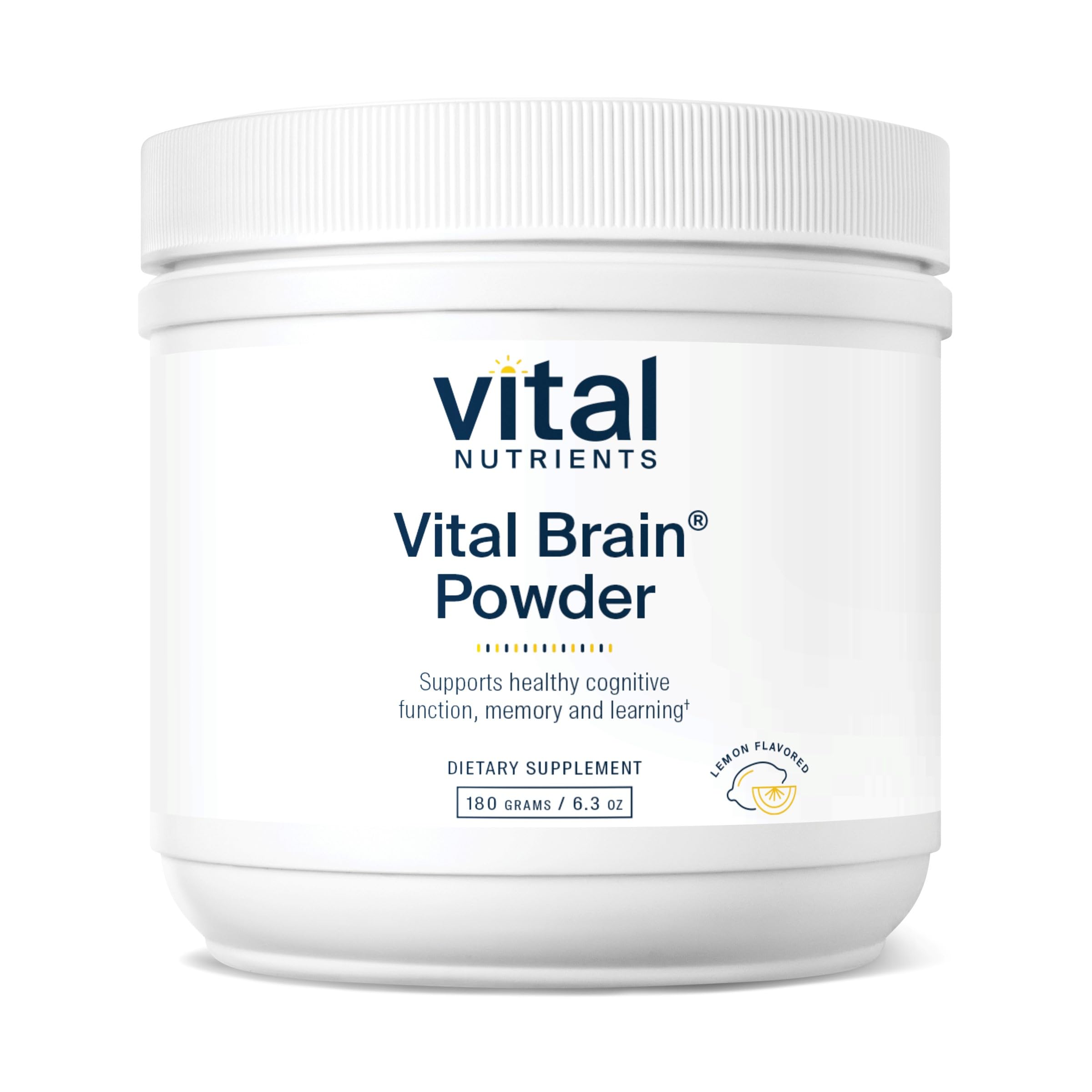 Vital Nutrients Vital Brain Powder - Phosphatidylserine & Acetyl-L-Carnitine Nootropic Supplement for Cognitive Function, Memory & Learning | Gluten Free, Dairy Free, Soy Free | Lemon Flavor 150g | Perfect for Students, Professionals & Seniors to Enhance Focus & Mental Clarity