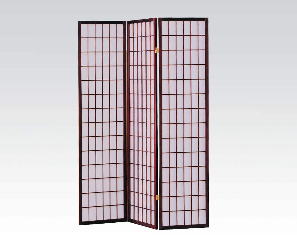 Acme Furniture Naomi 3-Panel Wooden Room Divider Screen in Cherry Finish | Privacy Partition for Bedroom, Living Room & Office Decor