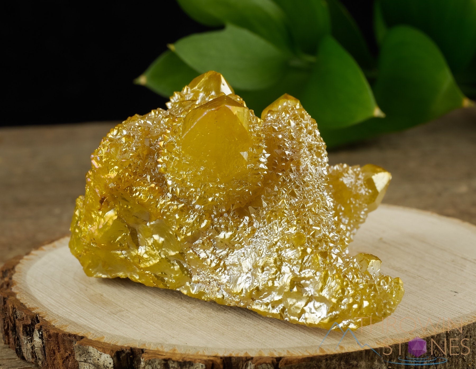 AURA QUARTZ Sunshine Yellow Rainbow Quartz Crystal Cluster - Natural Spirit Quartz for Healing, Meditation & Metaphysical Use - Perfect Crystal Decor for Home, Office & Spiritual Spaces (R0523)