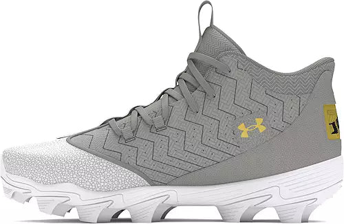 UA Harper 9 RM Men's Baseball Cleats - Grey Molded Cleats for Baseball & Softball | Lightweight & Durable for Field Performance | Perfect for Games & Practice (Model 3027442-102)