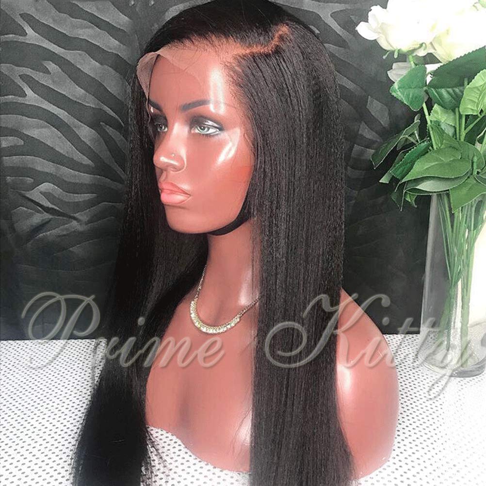150% Density Lace Front Human Hair Wigs for Women - Yaki Straight Glueless Wig with Baby Hair | 10