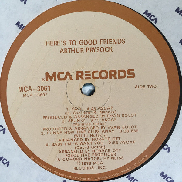 Arthur Prysock - Here's To Good Friends Vinyl LP Album (VG+ Condition) | Classic Jazz & Soul Music for Relaxing Evenings, Dinner Parties & Vinyl Collectors