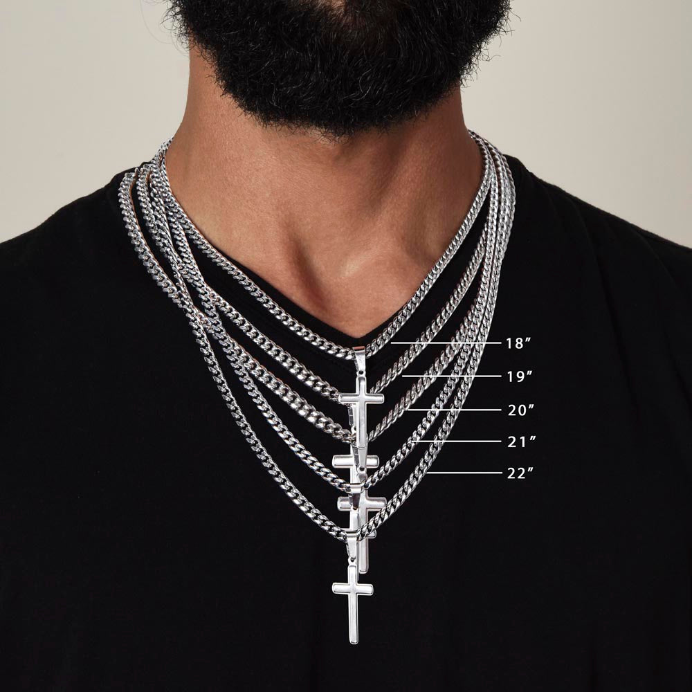 Personalized Cross Necklace for Dad - Custom Engraved Father's Day Gift - Perfect for Birthday, Anniversary & Religious Occasions