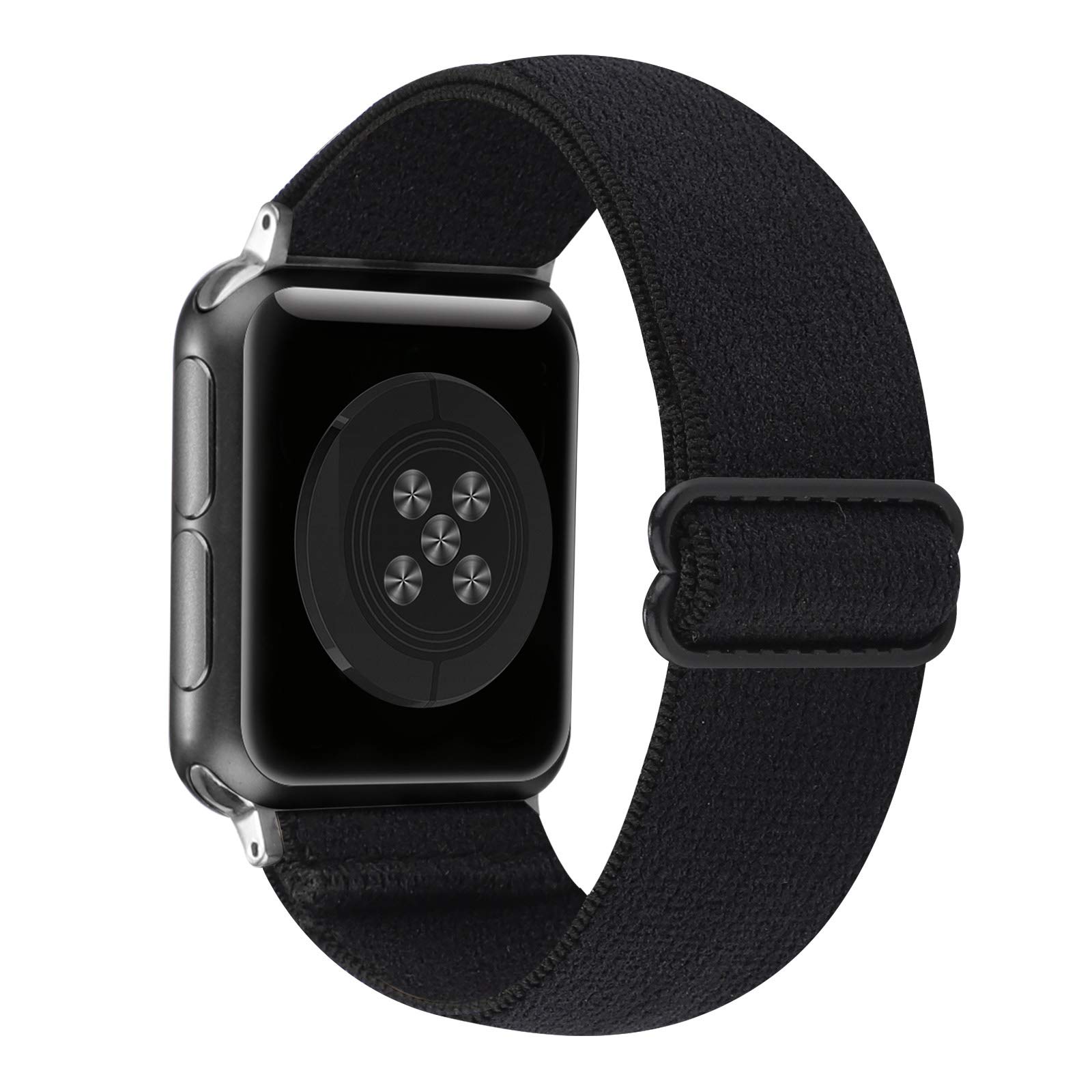 Adjustable Stretchy Nylon Solo Loop Band for Apple Watch 38mm 40mm 41mm 42mm 44mm 45mm - Compatible with iWatch Series SE/7/6/5/4/3/2/1 - Soft Elastic Sport Strap for Workout, Running & Everyday Wear