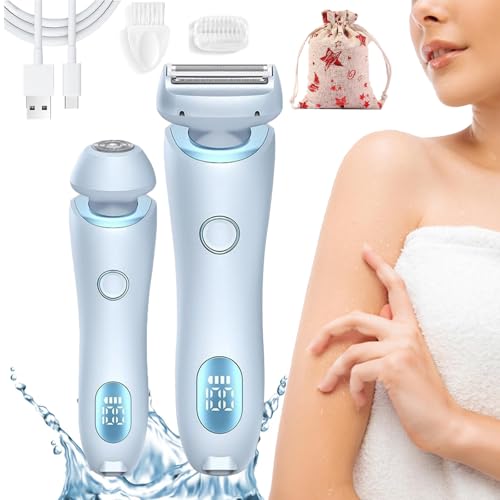 **Belarae 2-in-1 Electric Razor for Women – Brazilian Shaver & Smooth Shave – Rechargeable Bikini & Leg Hair Remover – Painless & Waterproof (Blue) | Perfect for Travel, Gym & Sensitive Skin**