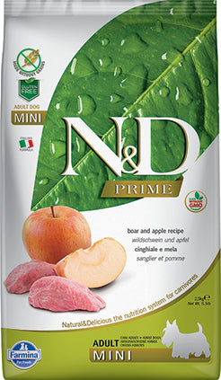 Farmina N&D Prime Grain-Free Dry Dog Food - Boar & Apple Recipe for Adult Small Breeds | High Protein, Natural Ingredients for Healthy Digestion & Shiny Coat | Perfect for Active Dogs & Indoor Pets