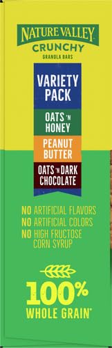 Nature Valley Crunchy Granola Bars Variety Pack - 12 Bars (8.94 OZ, 6 Pouches) | Healthy Snacks for Hiking, Office & School Lunch | Oats & Honey, Peanut Butter & Chocolate Flavors