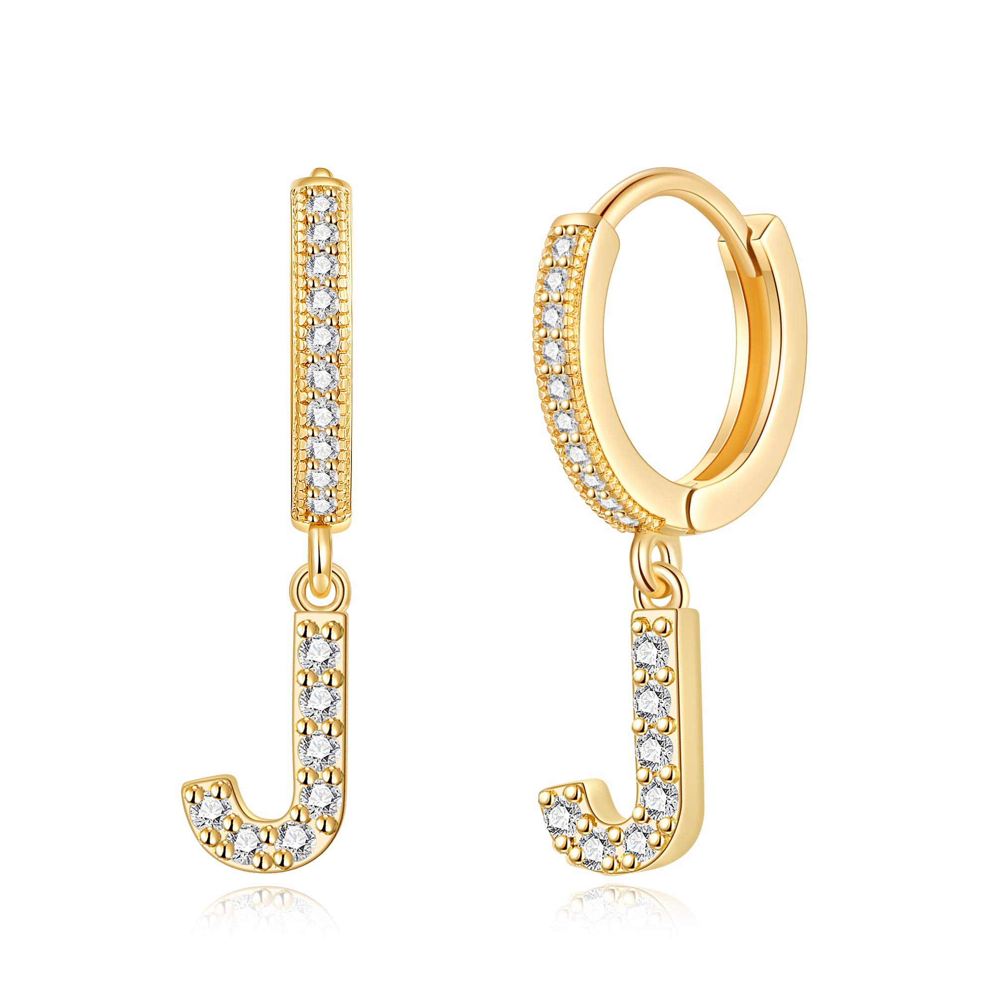 SANNYRA Initial Hoop Earrings for Women - 14K Gold, Silver & Rose Gold Plated CZ Letter Stud Earrings | Hypoallergenic, Dainty & Elegant Jewelry Gift for Her | Perfect for Everyday Wear, Date Night & Special Occasions