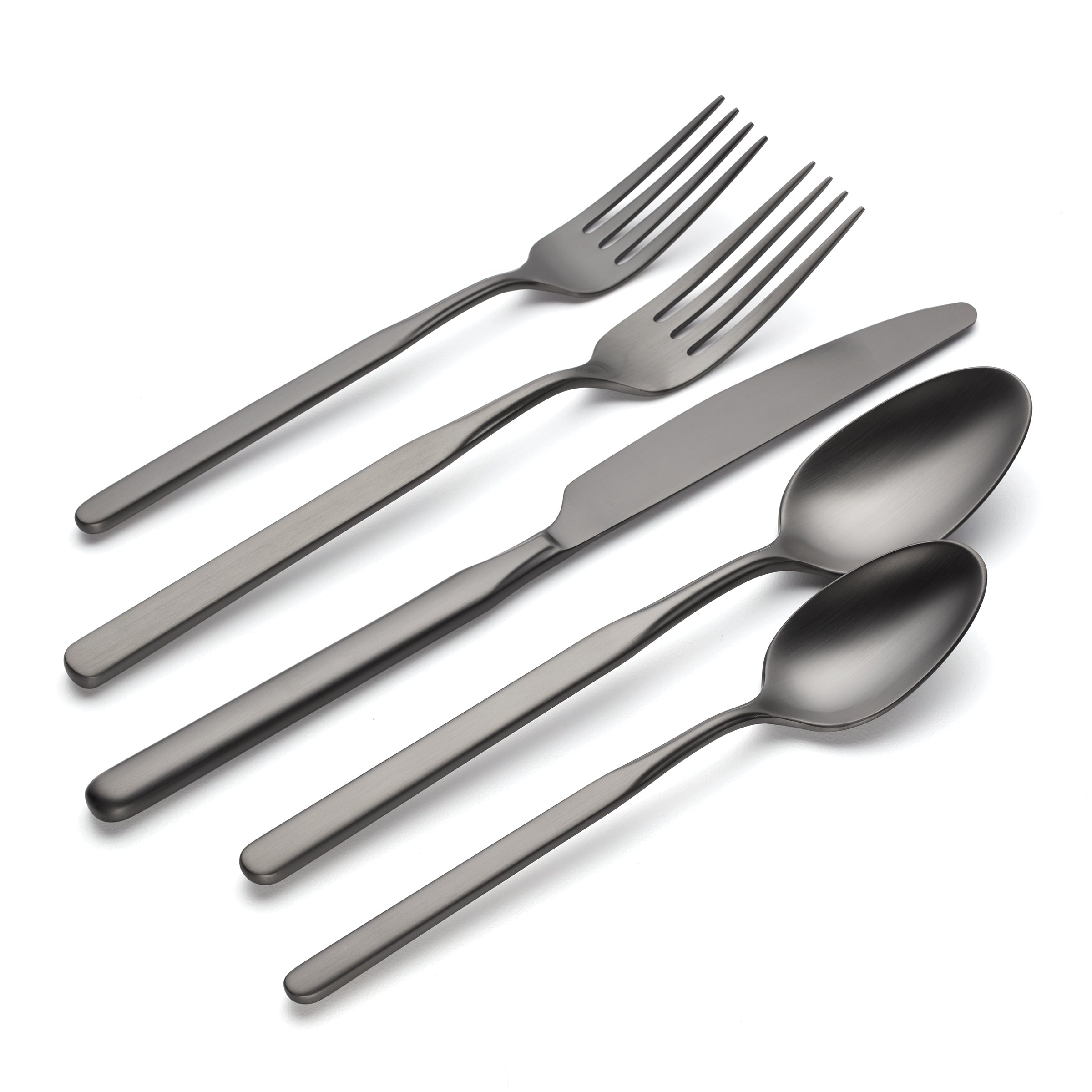 Premium Mercer Gunmetal 5-Piece Flatware Set - Stainless Steel Cutlery for Formal Dining, Wedding Gifts & Elegant Table Settings