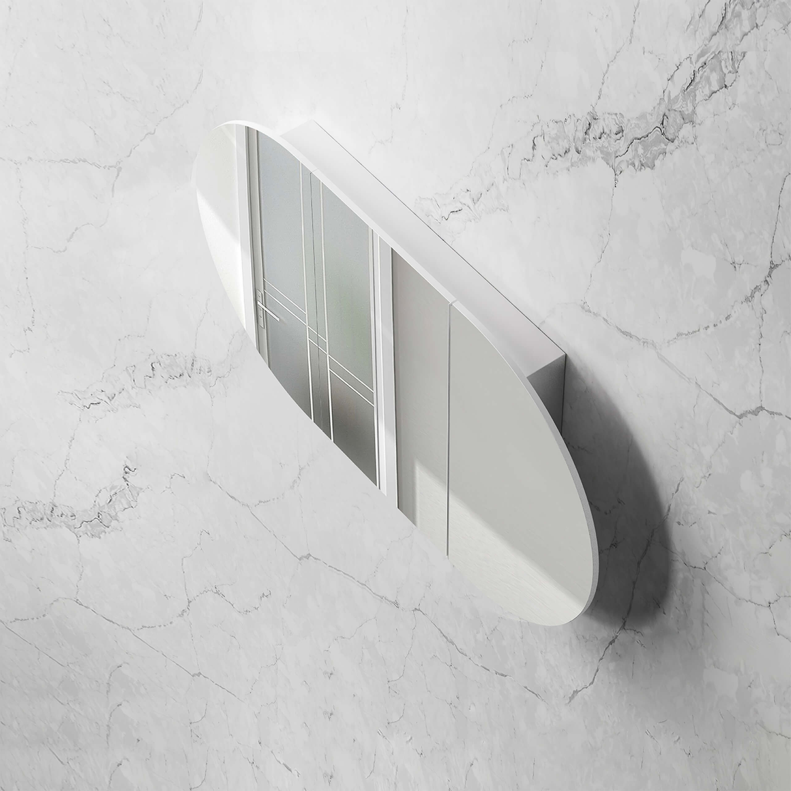 Bondi Satin White Shaving Cabinet - Modern Bathroom Mirror Medicine Cabinet with Storage | Perfect for Small Spaces, Vanity Organization & Shaving Essentials