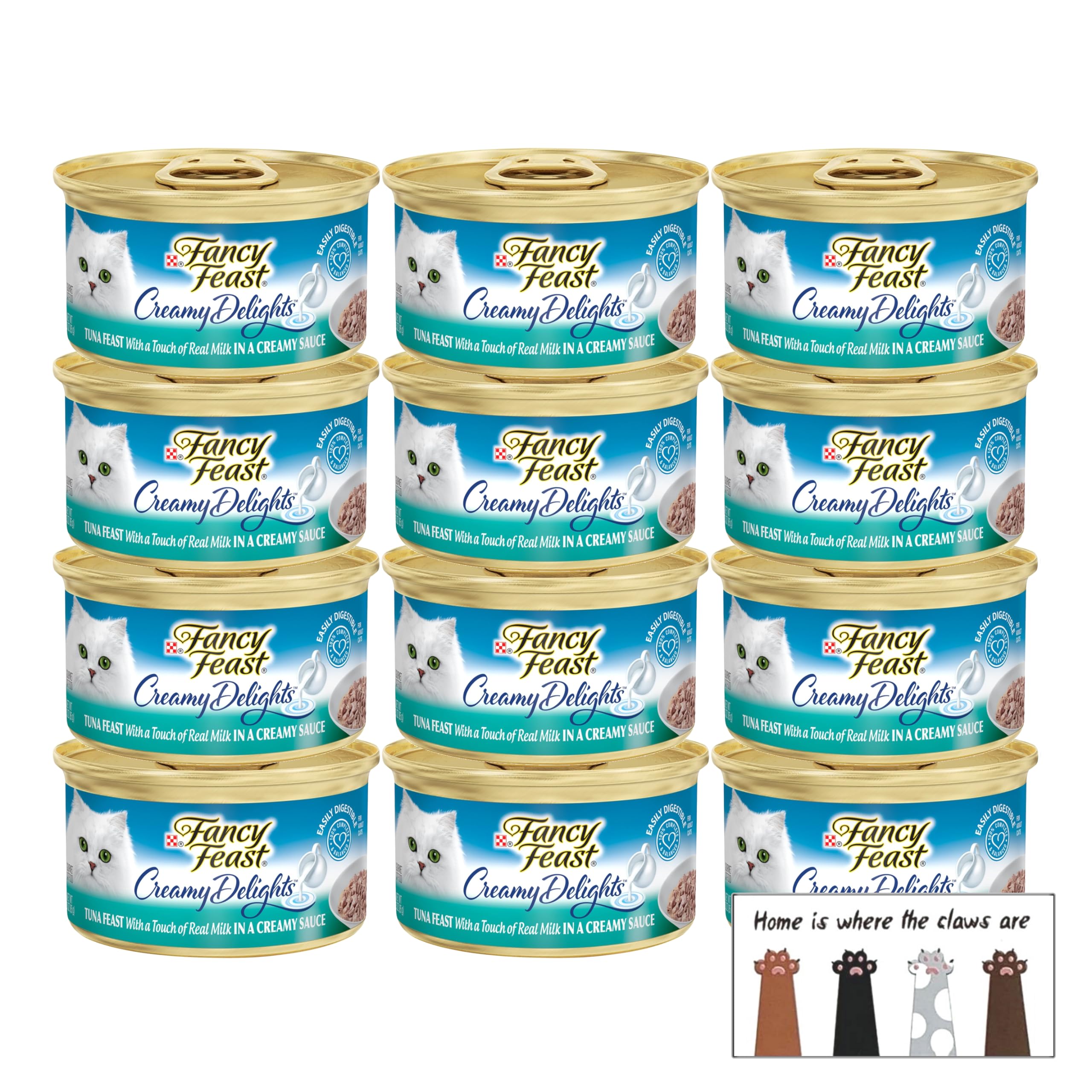 Fancy Feast Gourmet Wet Cat Food - Creamy Delights Tuna Flavor, 12 Cans | Premium Cat Food for Adult Cats | Perfect for Mealtime & Special Treats | Includes Free TDP Sticker