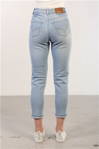 KEILE MOM JEANS Regular Leg Light Blue - High Waist Vintage Denim Pants for Women | Perfect for Casual Wear, Office Outfits & Street Style Fashion