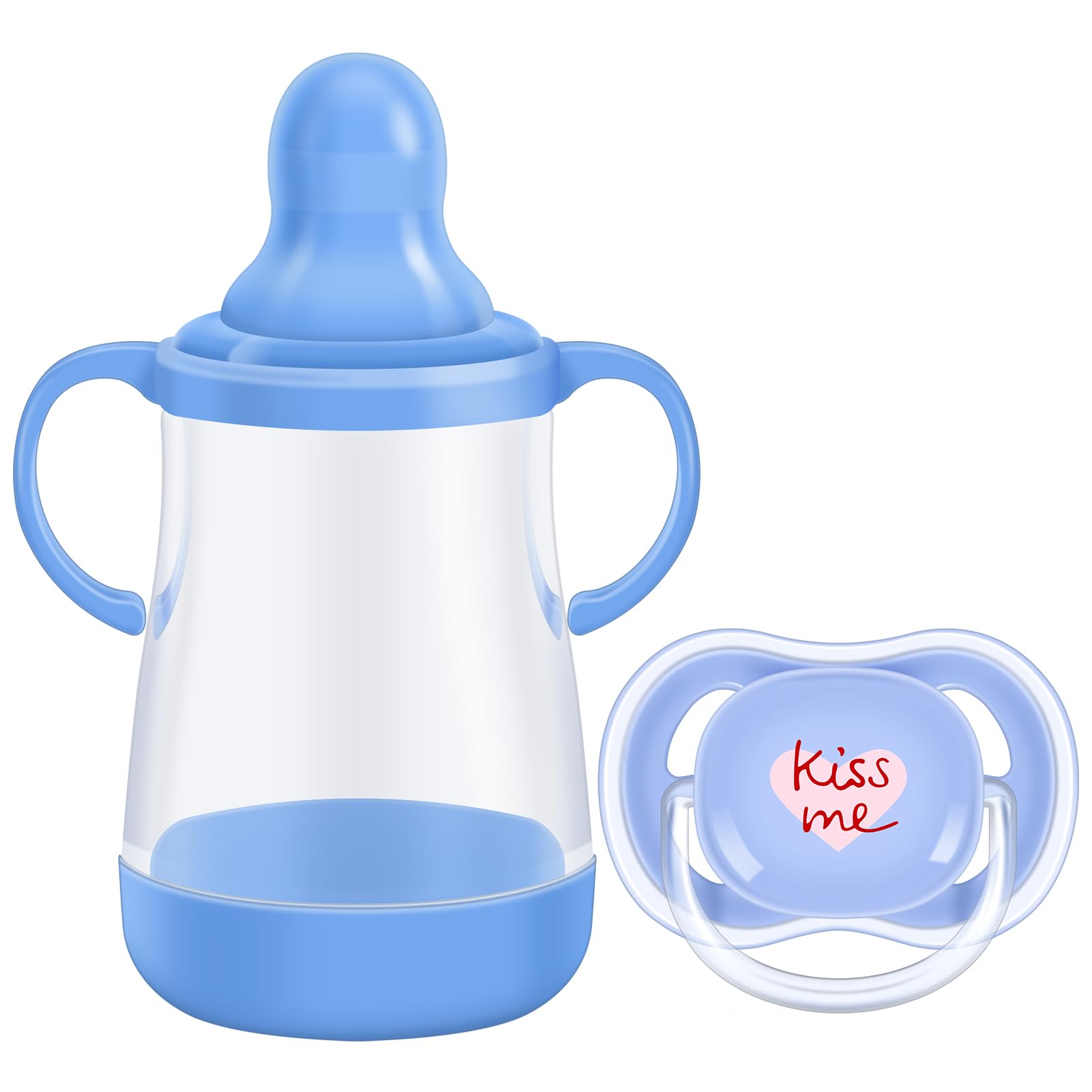Lifelike Baby Boy Doll Accessories Set - Blue Magnetic Pacifier & Feeding Bottle for Reborn Dolls | Perfect for Role Play, Collecting & Gift Giving
