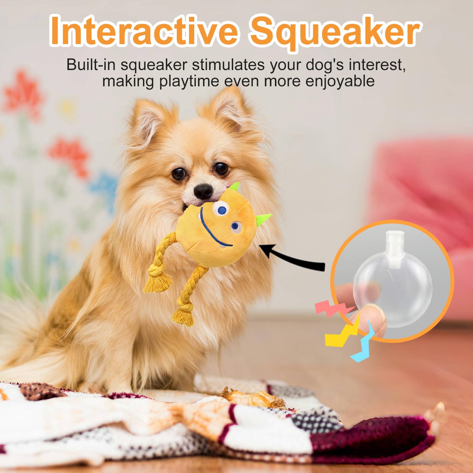 Best Squeaky Rope Plush Dog Toys for Small & Medium Breeds - 2 Pack Puppy Chew Toys to Keep Them Entertained - Perfect for Indoor Play, Teething Relief & Interactive Training
