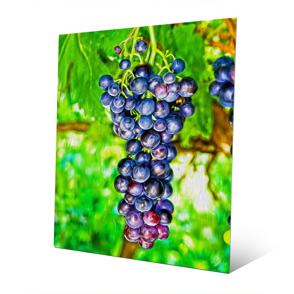 Abstract Grape Vine Wall Art - Red Purple Metal Print for Kitchen, Wine Bar & Pub Decor