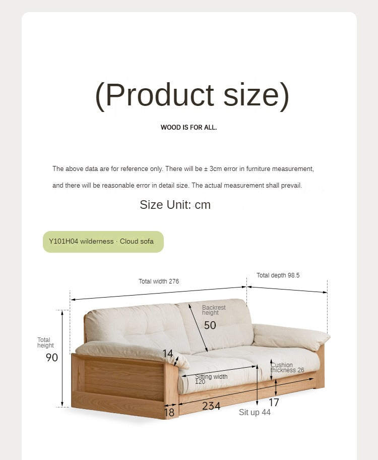 Modern Oak Solid Wood Storage Sofa Set - Log Style Combination Furniture for Living Room, Bedroom & Home Office