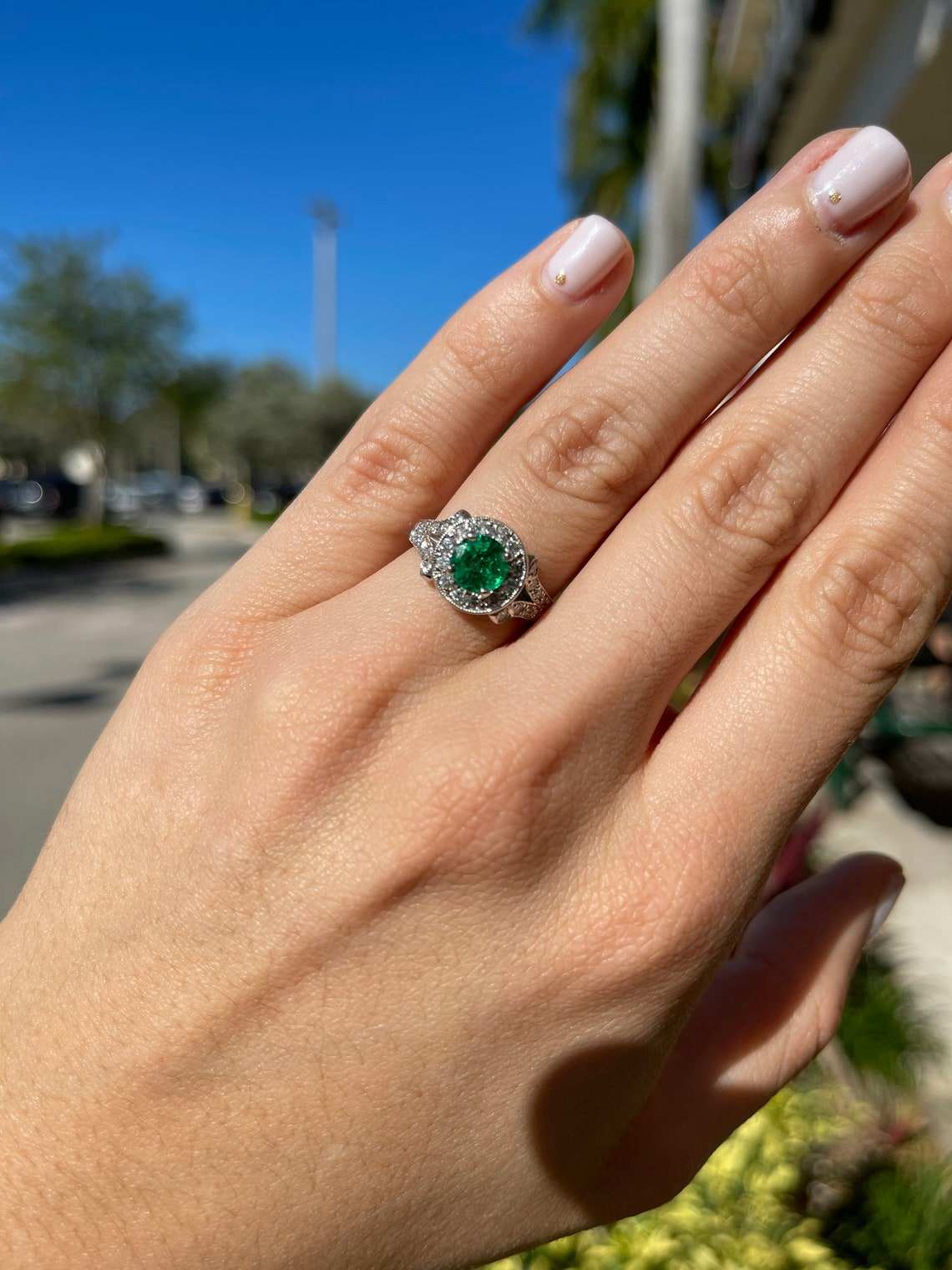 1.82tcw Emerald & Diamond Handcrafted Halo Engagement Ring 14K Gold - Elegant Wedding Band for Proposal, Anniversary Gift & Bridal Jewelry