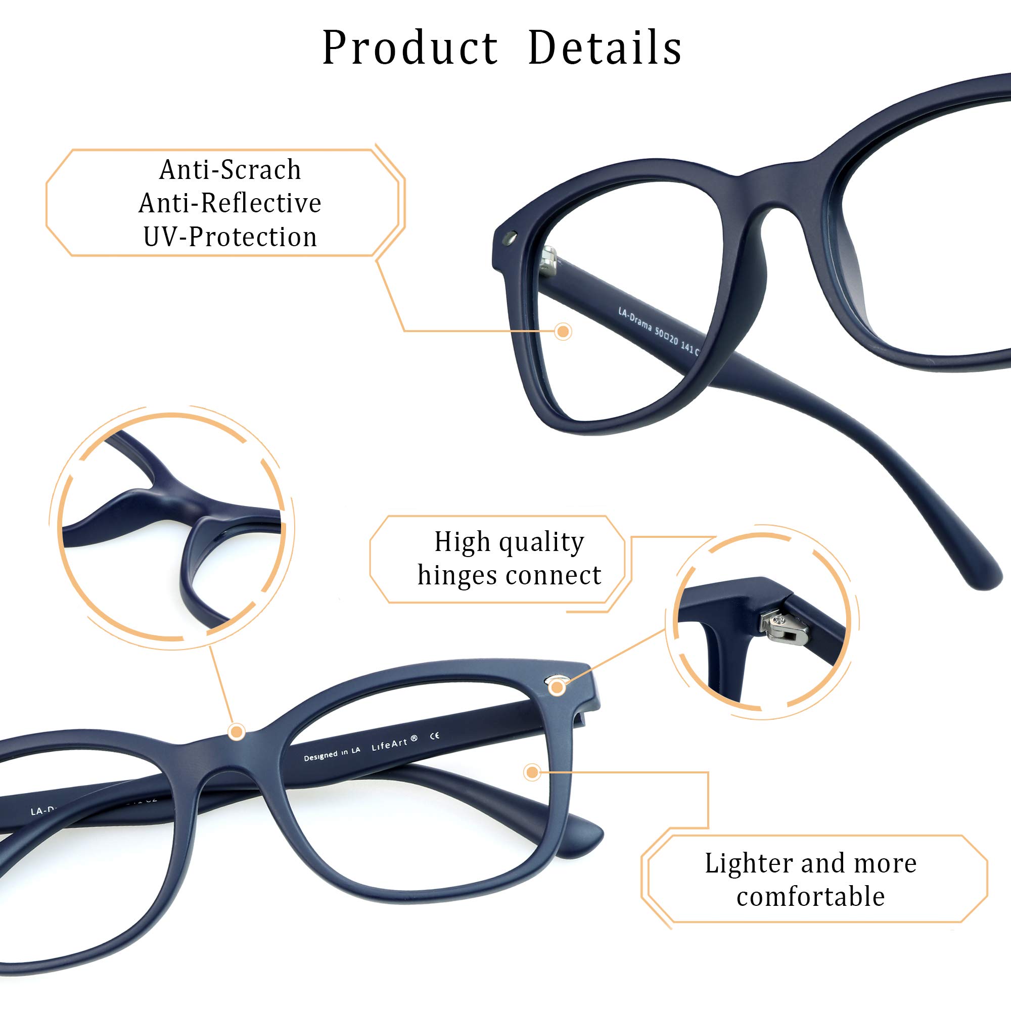 Premium Blue Light Blocking Glasses for Computer & Gaming - Anti Eyestrain, Anti Glare UV Protection - Unisex Reading & TV Glasses for Men & Women - Perfect for Office, Gaming & Digital Screen Use