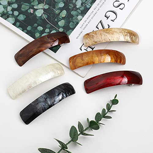 Vintage Large Hair Barrettes for Women - 6 Pack French Clip Hair Clips with Classic Pattern - Elegant Hair Accessories for Ladies | Perfect for Weddings, Parties & Everyday Styling