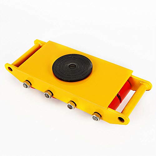 12 Ton (26,400 lb) Heavy Duty Industrial Machinery Mover with 8 Rollers & 360° Rotation - Yellow | Equipment Moving Dolly for Factories, Warehouses & Construction Sites | Fast US Shipping