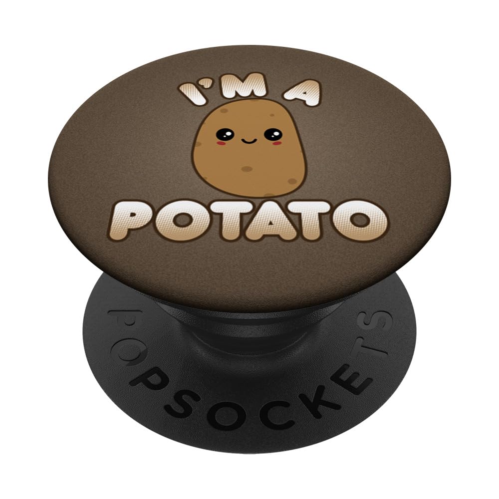Funny Potato Costume - Cute Kawaii Style Smiling 'I'm A Potato' PopSockets Adhesive PopGrip for Phone | Perfect for Halloween, Cosplay & Funny Gifts