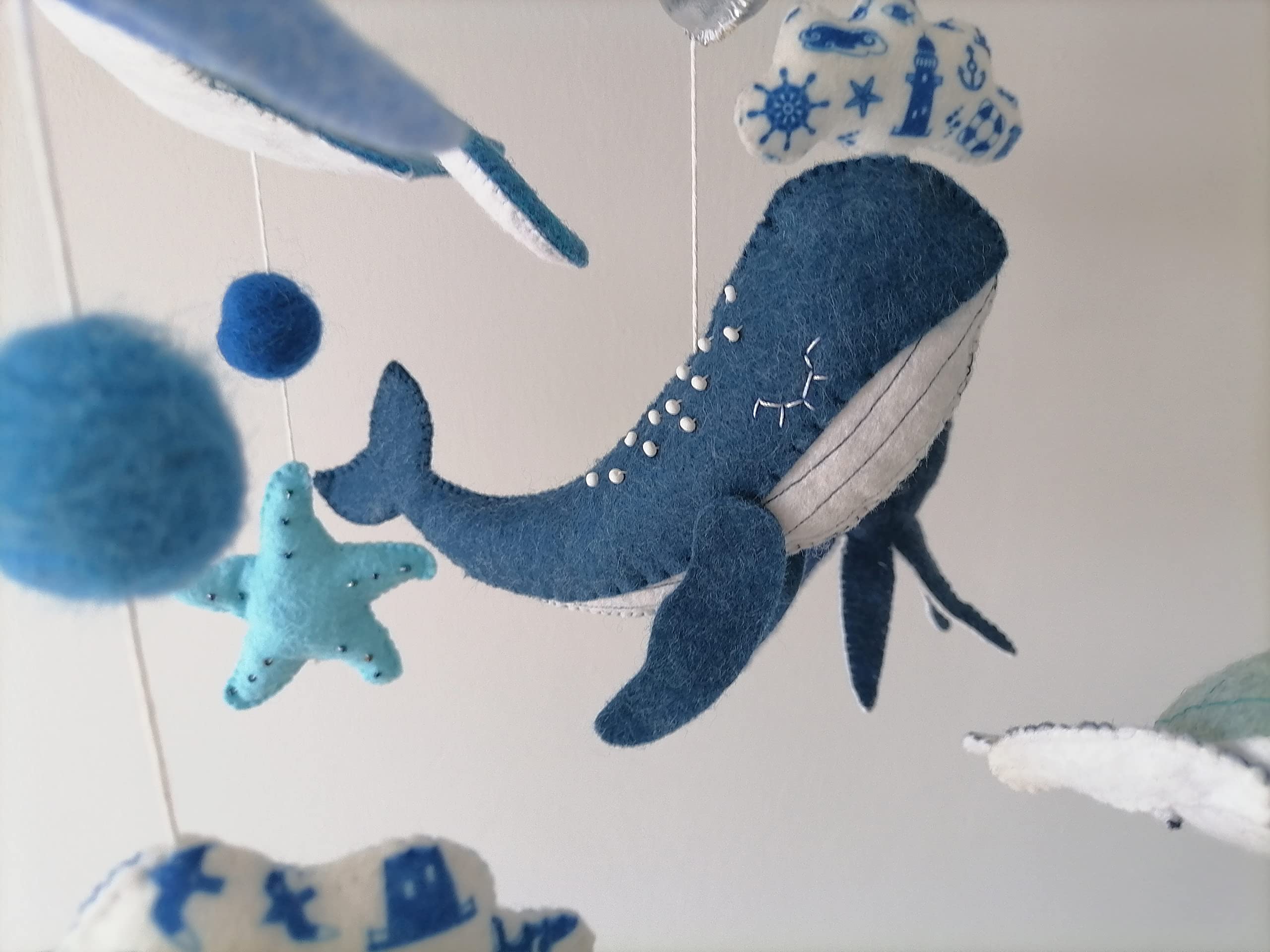 Ocean Themed Baby Crib Mobile - Handmade Felt Sea Animals Nursery Decor | Blue Nautical Baby Shower Gift for Boys & Girls | Perfect for Newborns, Nursery Rooms & Baby Showers