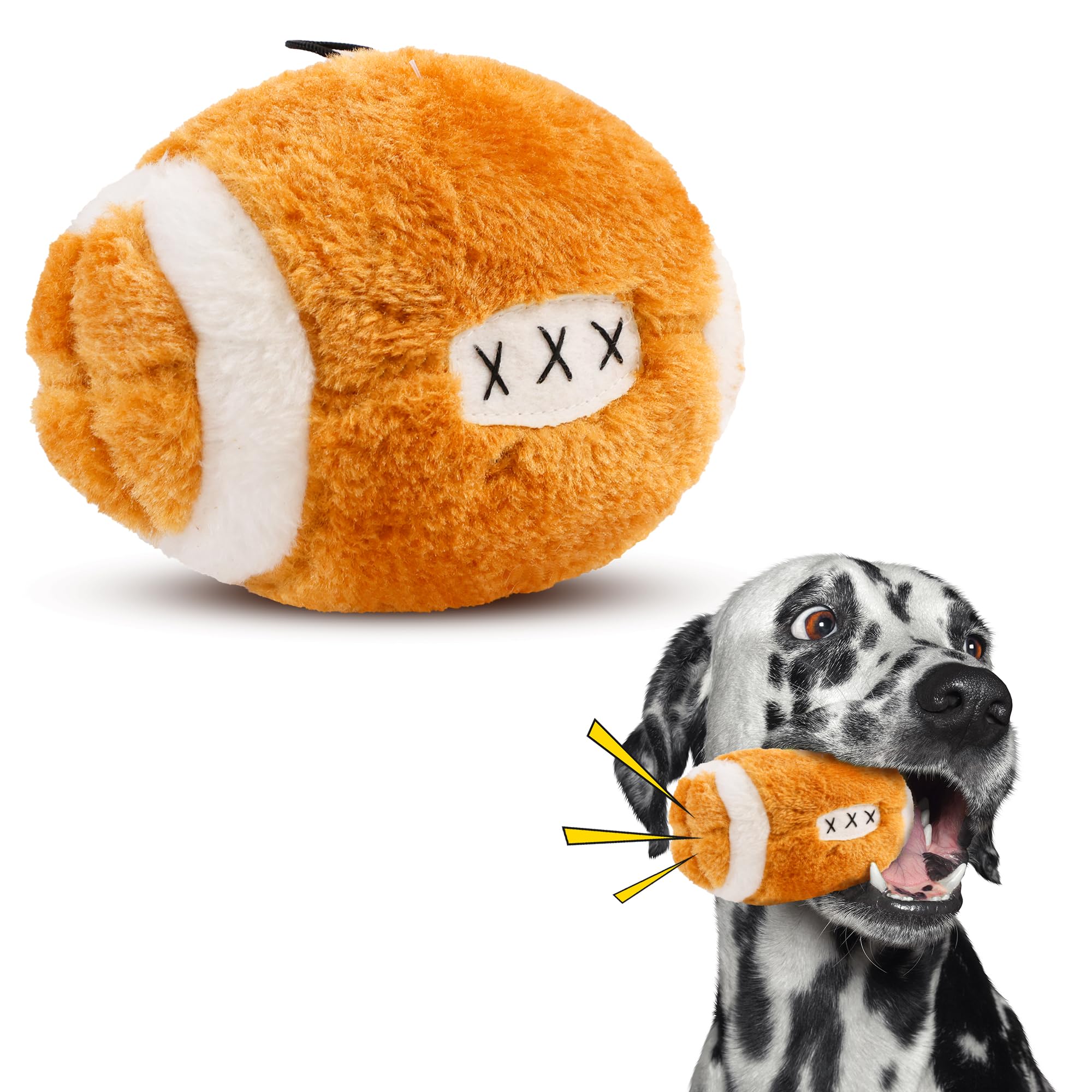 SPOT Plush Football Dog Toy with Squeaker - Soft Chew Toy for Small & Large Dogs - Interactive Fetch & Chase Play Toy (4.5 Inch) - Perfect for Indoor & Outdoor Playtime, Training & Bonding with Your Pet