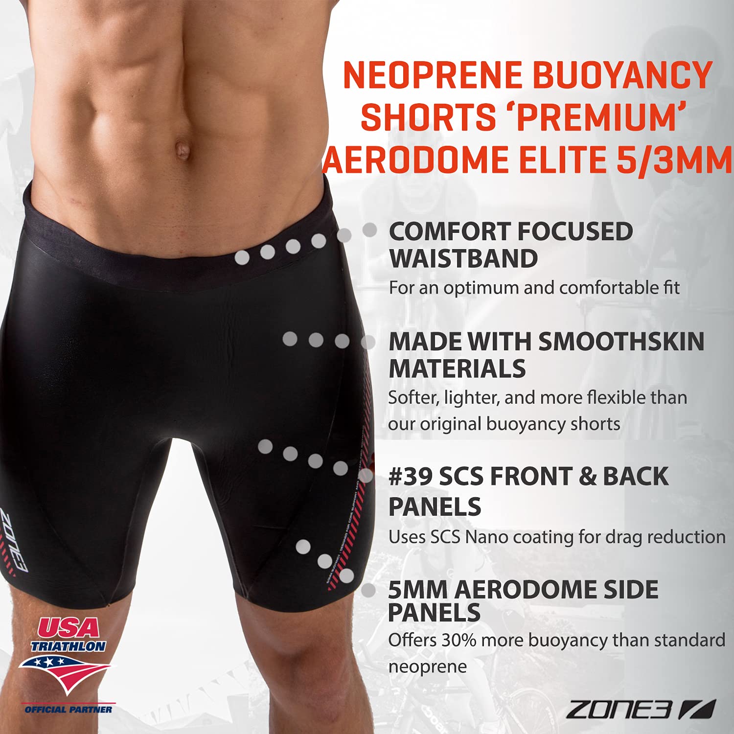 **ZONE3 Premium Neoprene Buoyancy Shorts – Aerodome Elite 5/3mm for Swimming, Surfing & Water Sports – High-Performance Thermal Protection**