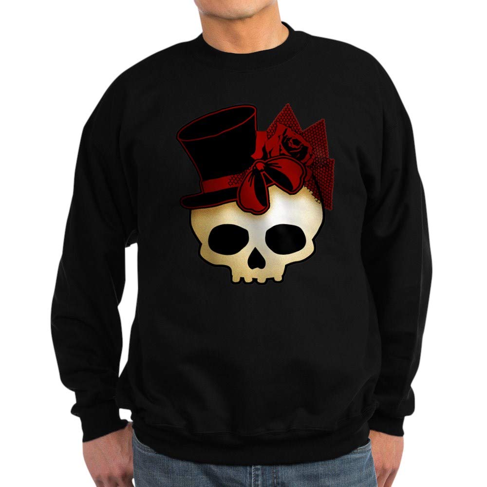Gothic Skull in Top Hat Sweatshirt - Cute Halloween Graphic Pullover for Women & Men | Perfect for Goth Fashion, Halloween Costumes & Alternative Style Outfits