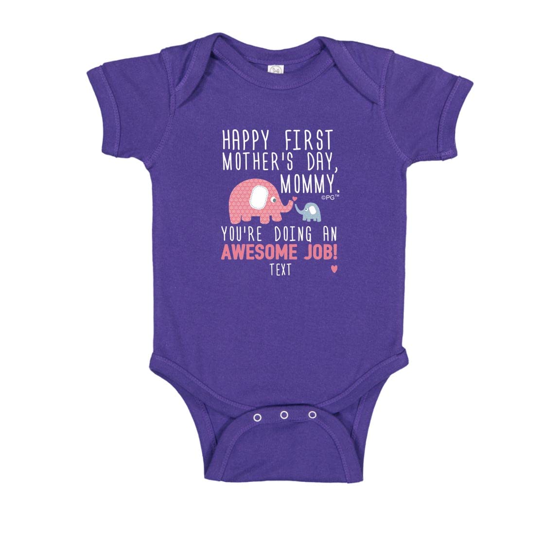 Personalized First Mother's Day Gift - Pink Elephant Baby Bodysuit for New Moms | Cute Outfit for Baby Showers, Photo Shoots & Special Occasions