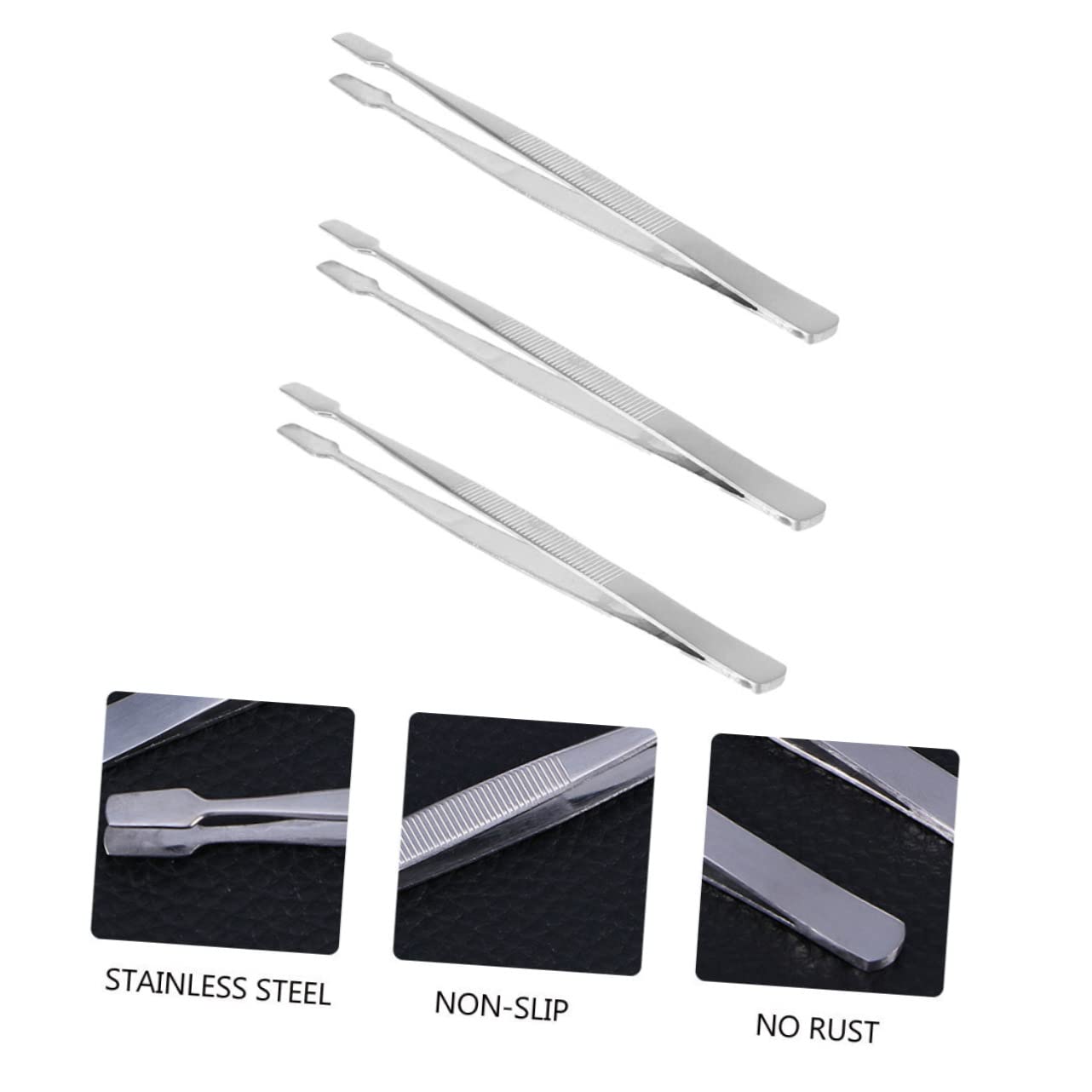 3pcs Stainless Steel Eyelash Extension Tweezers Set - Professional Lash & Eyebrow Tweezers for Precision Control - Perfect for Salon, Home Use & Travel Makeup Kit