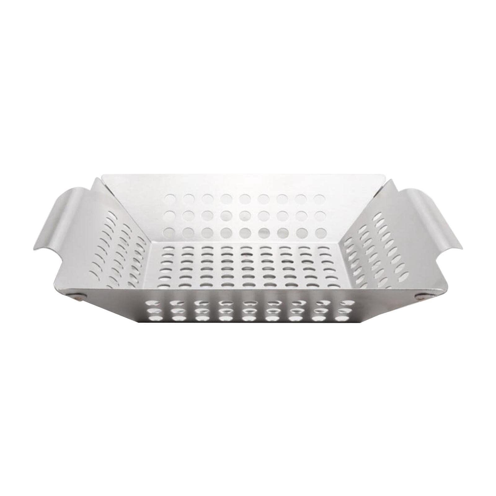 Fenteer 8 Inch Stainless Steel BBQ Grill Basket - Heavy Duty Square Grid Non-Stick Vegetable Grilling Pan for Gas, Charcoal & Electric Grills - Perfect for Outdoor Camping, Picnics & Backyard Barbecues