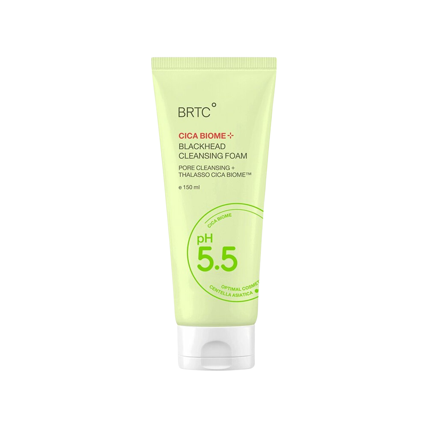 BRTC Cica Biome Blackhead Cleansing Foam 150ml - Korean Acne Treatment Face Wash for Oily & Sensitive Skin - Deep Pore Cleanser for Blackhead Removal & Skin Soothing - Perfect for Daily Skincare Routine & Post-Workout Cleansing