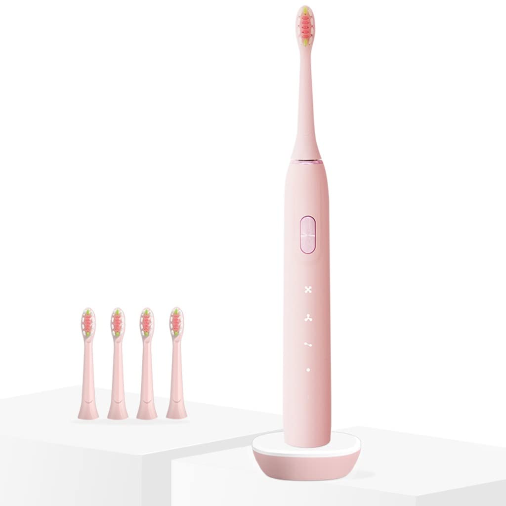 BBFQL Electric Toothbrush for Adults - Soft Bristles, Sonic Technology, Wireless Charging - Pink Electric Toothbrush Set - Perfect for Travel, Home & Daily Oral Care