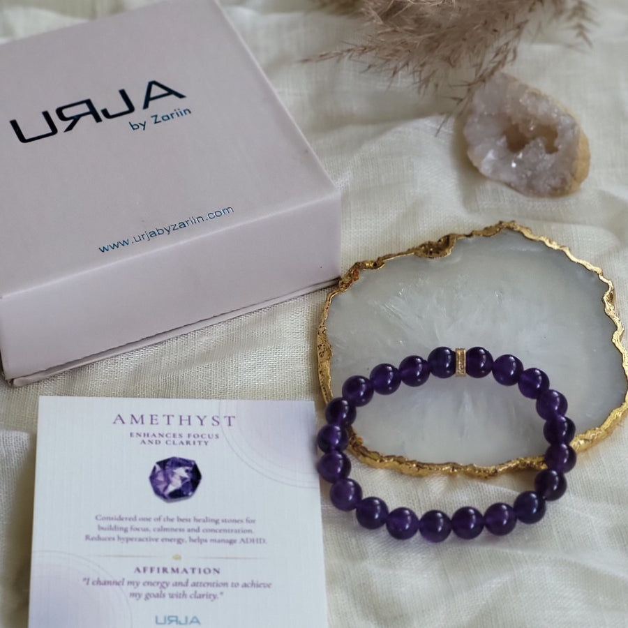 Natural Amethyst Healing Bracelet for Stress Relief & Positive Energy – Perfect for Meditation, Yoga & Spiritual Wellness