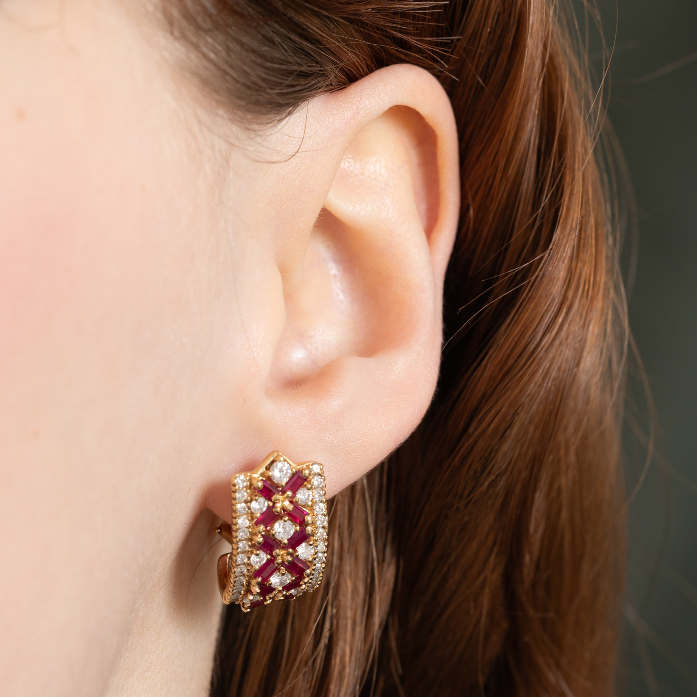 1.68ctw Ruby & Diamond Stud Earrings for Women - 14K Gold 1.02ctw Genuine Gemstone Jewelry - Perfect for Weddings, Anniversaries & Special Occasions