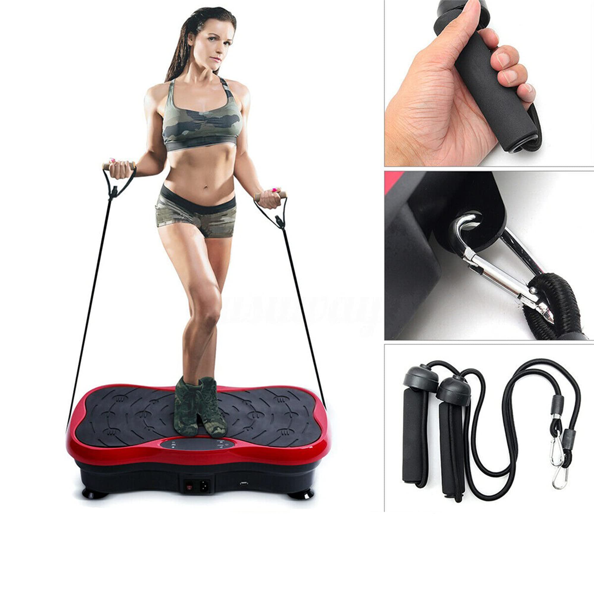 CWGMG Vibration Plate Exercise Machine with 2 Resistance Bands & Remote - Portable Home Fitness Platform for Weight Loss, Muscle Toning & Flexibility - Perfect for Home Gym, Office Workouts & Physical Therapy (Black+Red)
