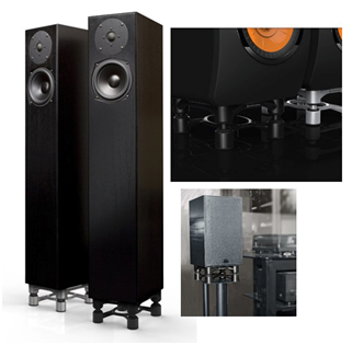 IsoAcoustics Aperta 200 Aluminum Speaker Isolation Stands - Black Pair | Studio Monitor Isolation for Professional Audio Setup | Perfect for Home Studios & Recording Environments