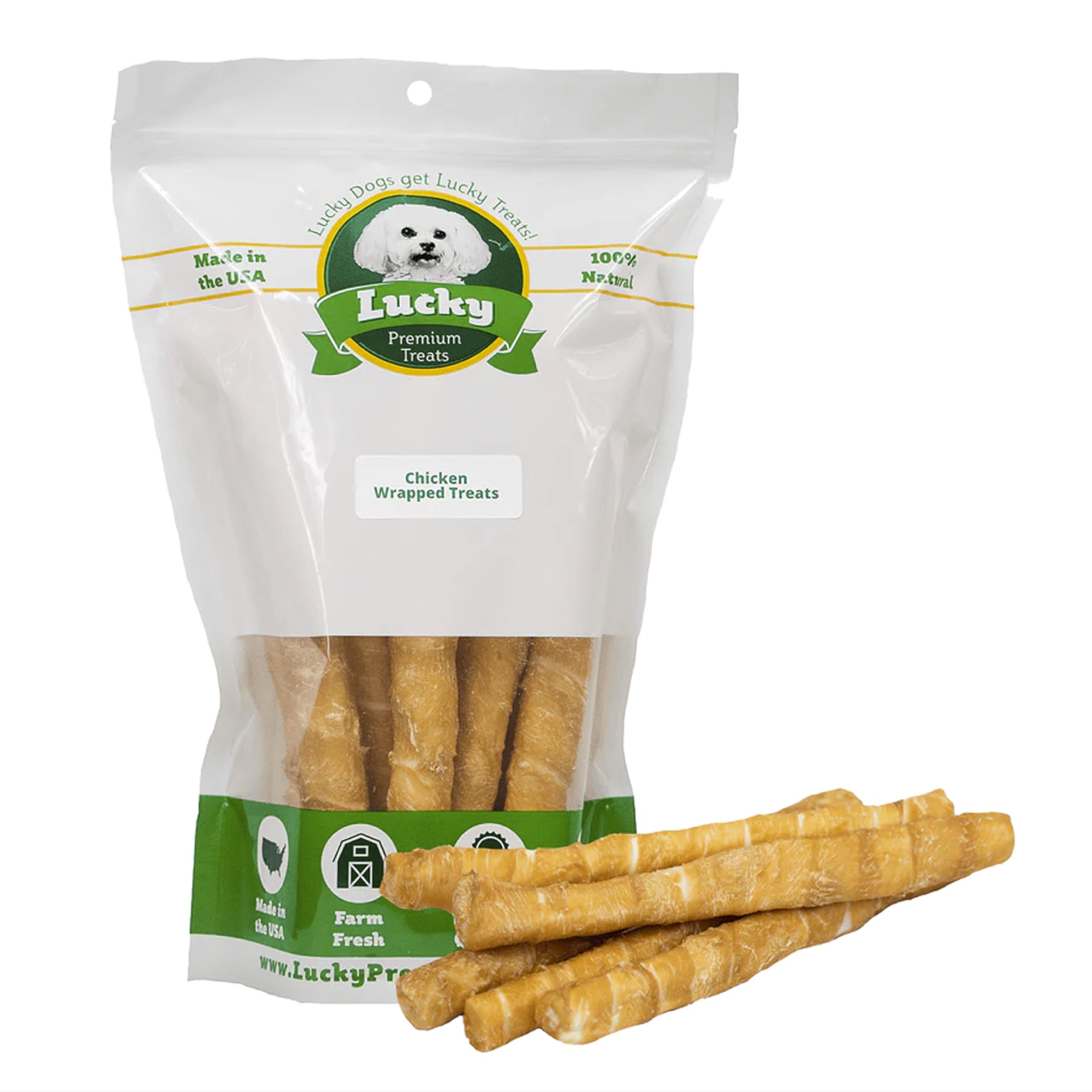 Premium Chicken Wrapped Dog Treats for Large Breeds - USA Made Rawhide Chews - Long Lasting, Natural & Preservative Free - 11 Count - Perfect for Training, Rewards & Dental Health
