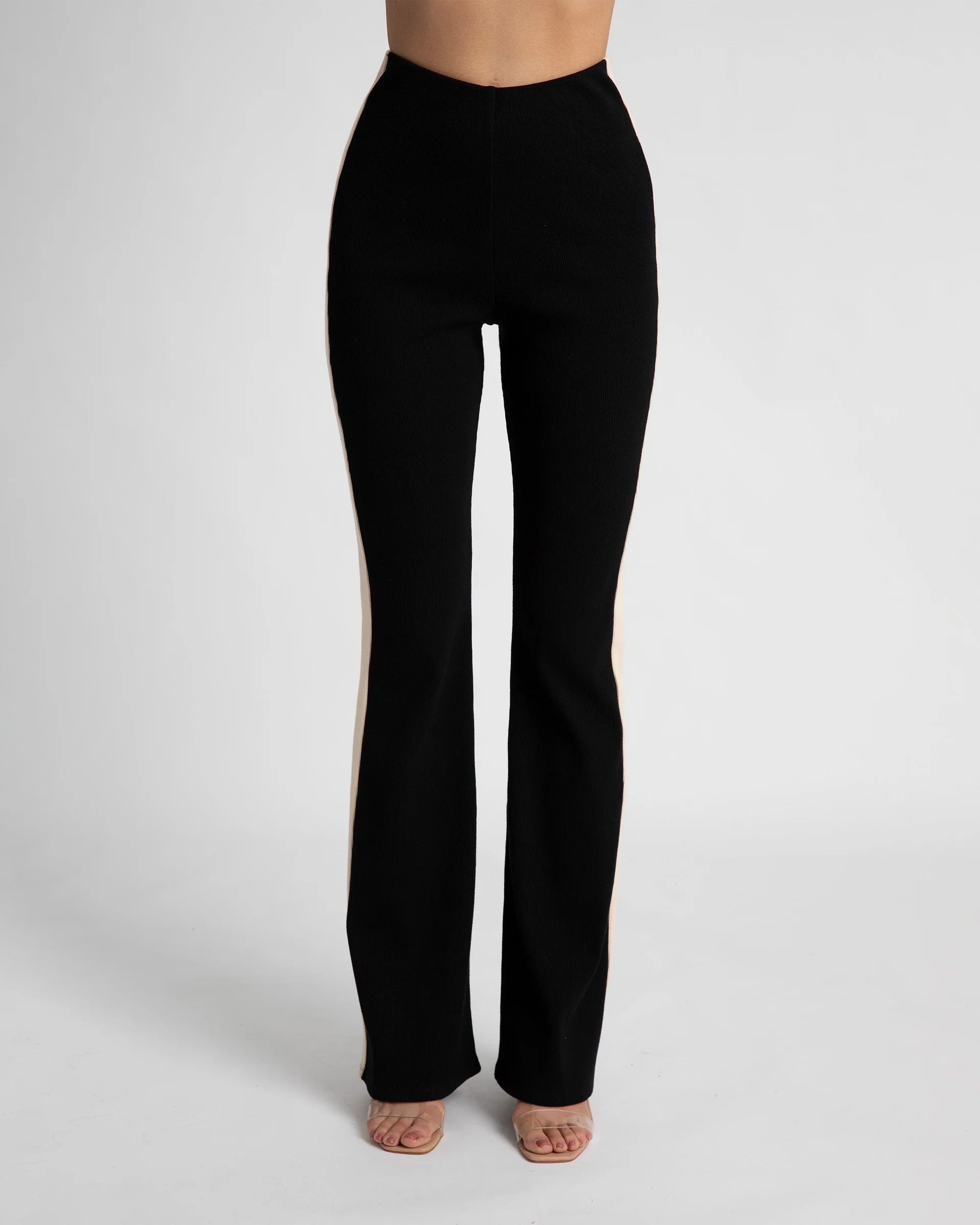 Flare Pants for Women - Black & Cream Striped High Waist Bell Bottom Pants | 70s Retro Vintage Style | Perfect for Casual Wear, Parties & Boho Outfits